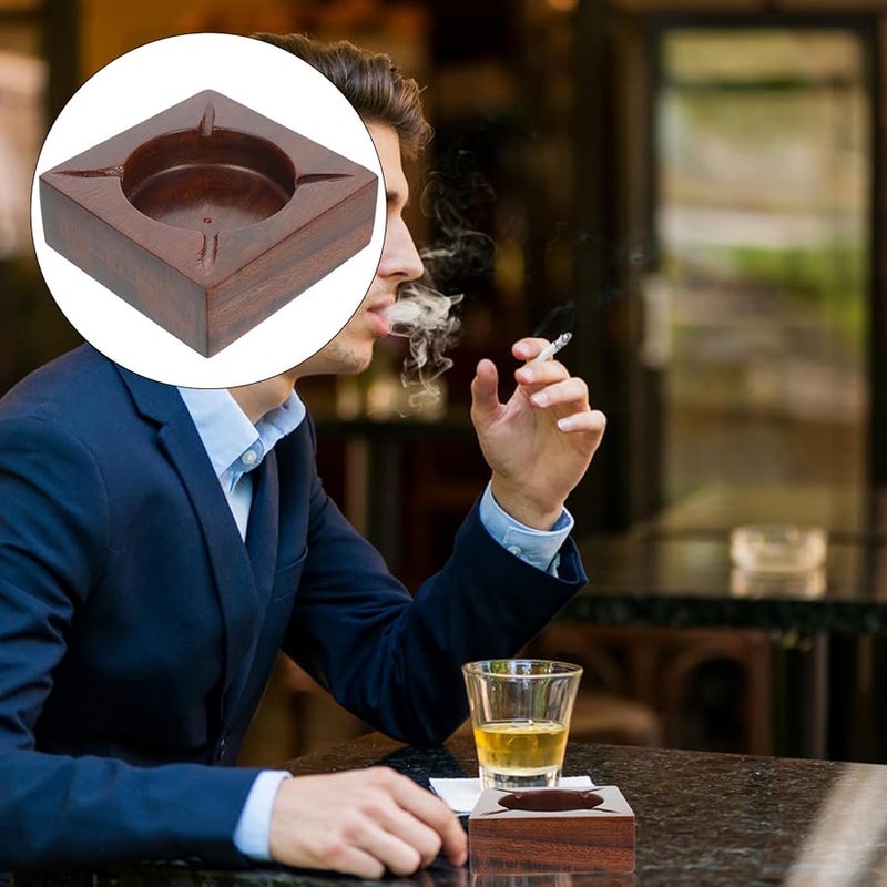 Walnut Wood Ashtray Desktop Ash Container Sturdy Cigarette Holder for Home Indoor Use - Image 5